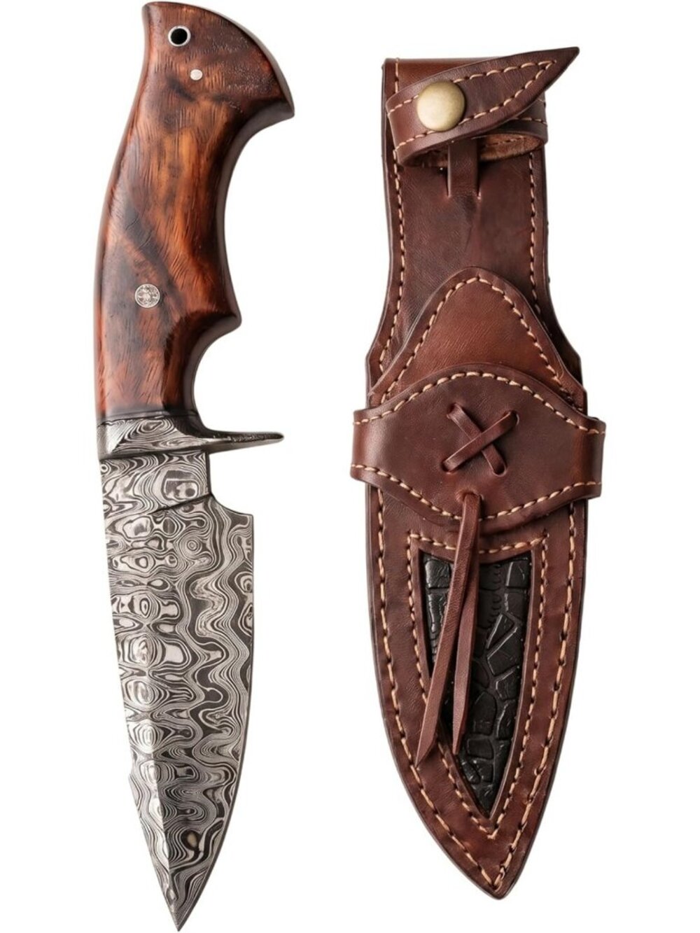 Handmade 10" Damascus Fixed Blade Knife - Perfect for Hunting & Outdoor